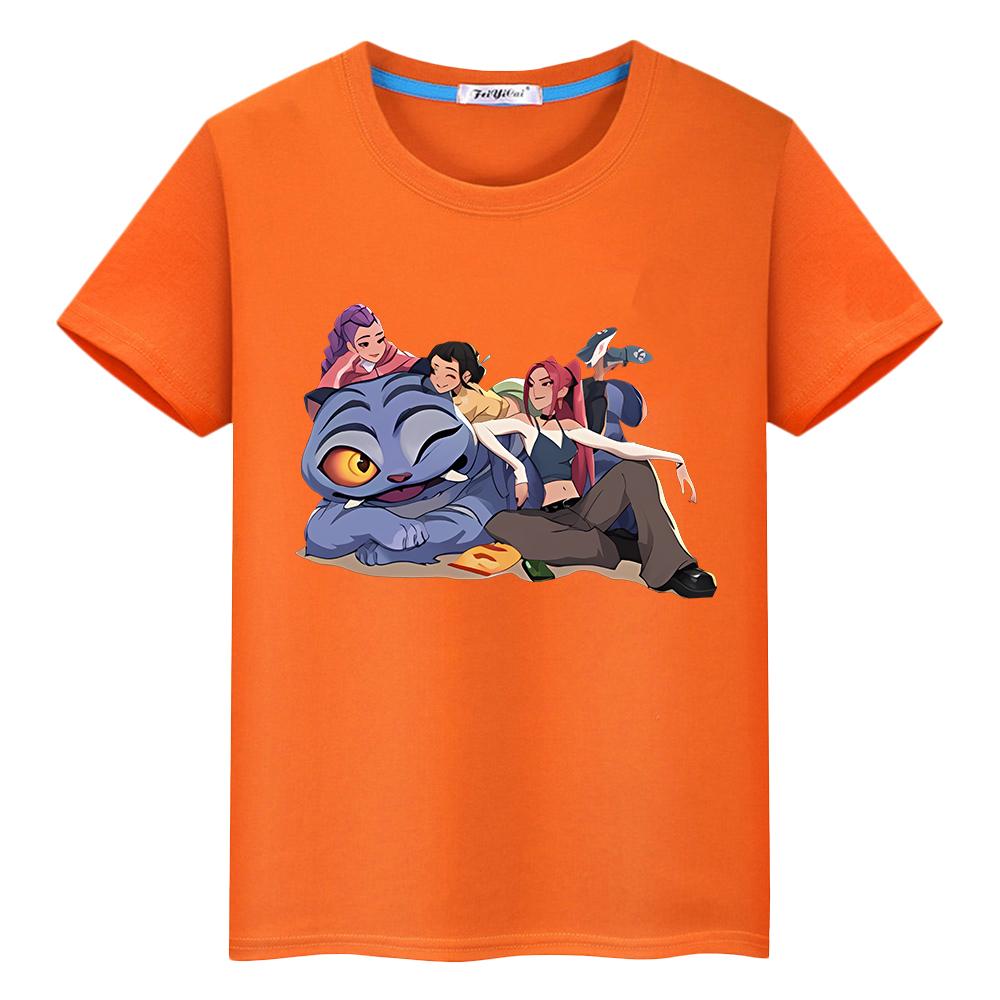 Tričko pro děti chlapec 10let kpop lovci démonů dětský potisk 100% bavlna roztomilá trička anime topy kawaii krátký y2k one piece dívčí oblečení