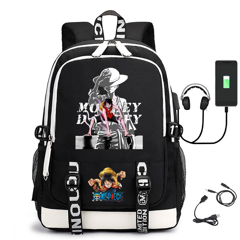 Hot-selling ONE PIECE Luffy backpack usb charging large capacity bag