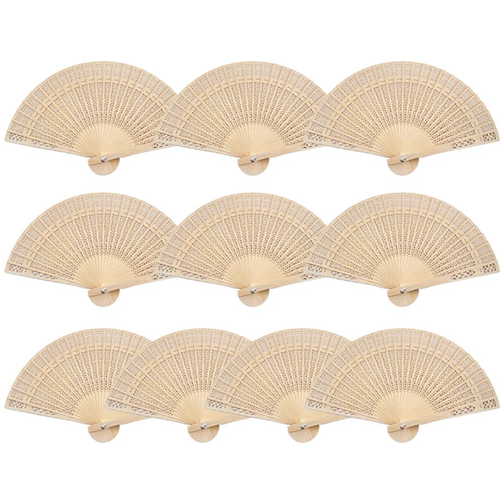 

10pcs Exquisite Openwork Wooden Fans Wedding Fans Gift