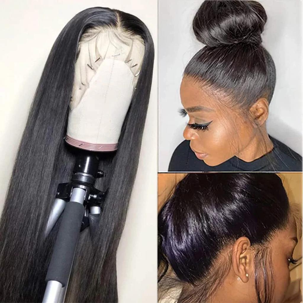 Neue 20 Zoll Lace Front Perücke Echthaar Vorgezupfte Babyhaare Klebefrei Echthaarperücke für schwarze Frauen Naturfarbe Klebefreie Perücken