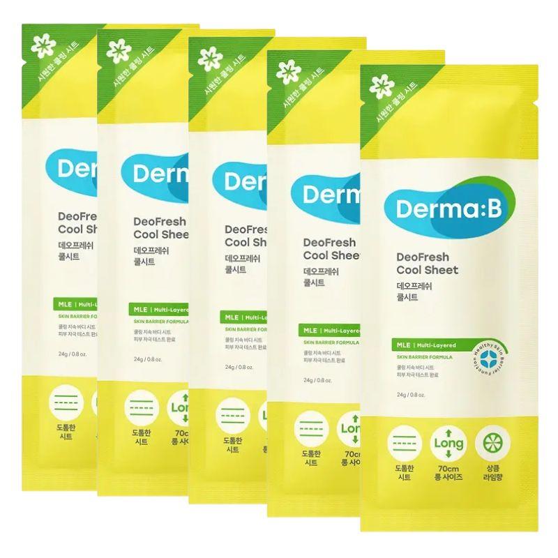 Dermabee DeoFresh Cool Sheet Instant Refreshing Deodorizing Wipes 24g × 5 Sheets