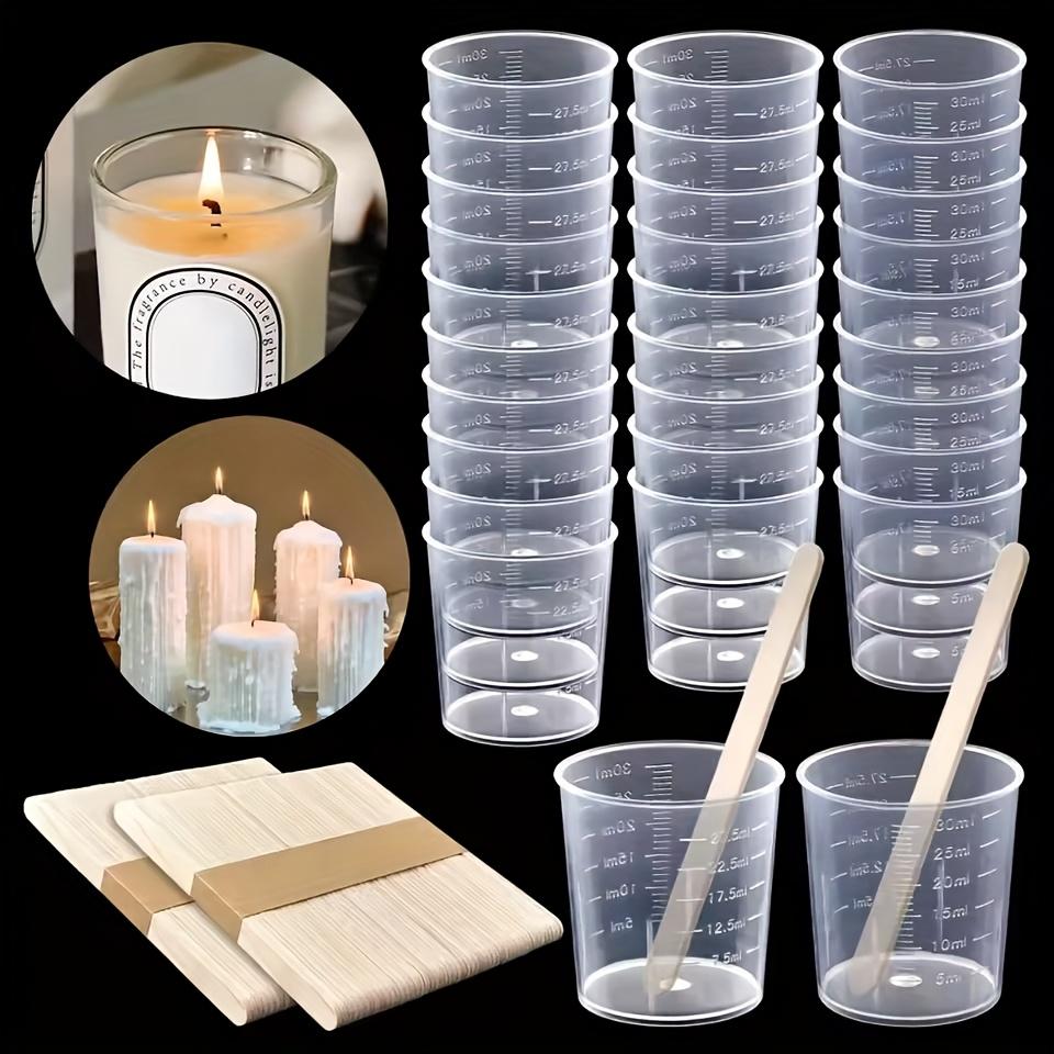 5/10/20Set 30ml/1oz Plastic Graduated Cups with Wooden Stirring Sticks Transparent Scale Cup Candle Making Kits