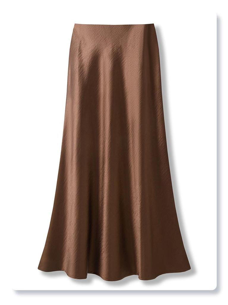 White Acetate Satin Fishtail Skirt - Women's Slimming Summer 2025 Bodycon Half Skirt