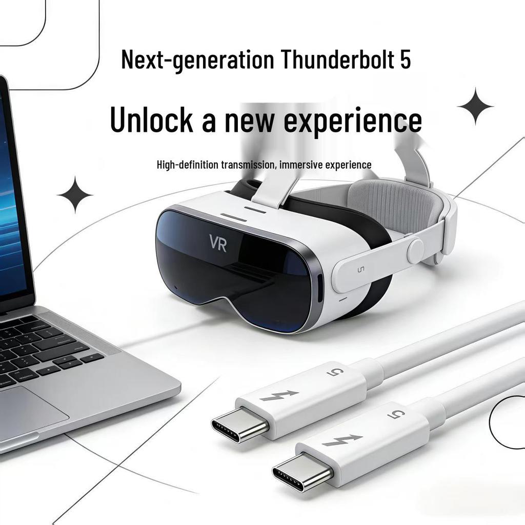 USB4/Thunderbolt 5 Dual Type-C Cable, 80Gbps Bi-directional, PD240W Fast Charging/Data Cable for Laptop & Phone.