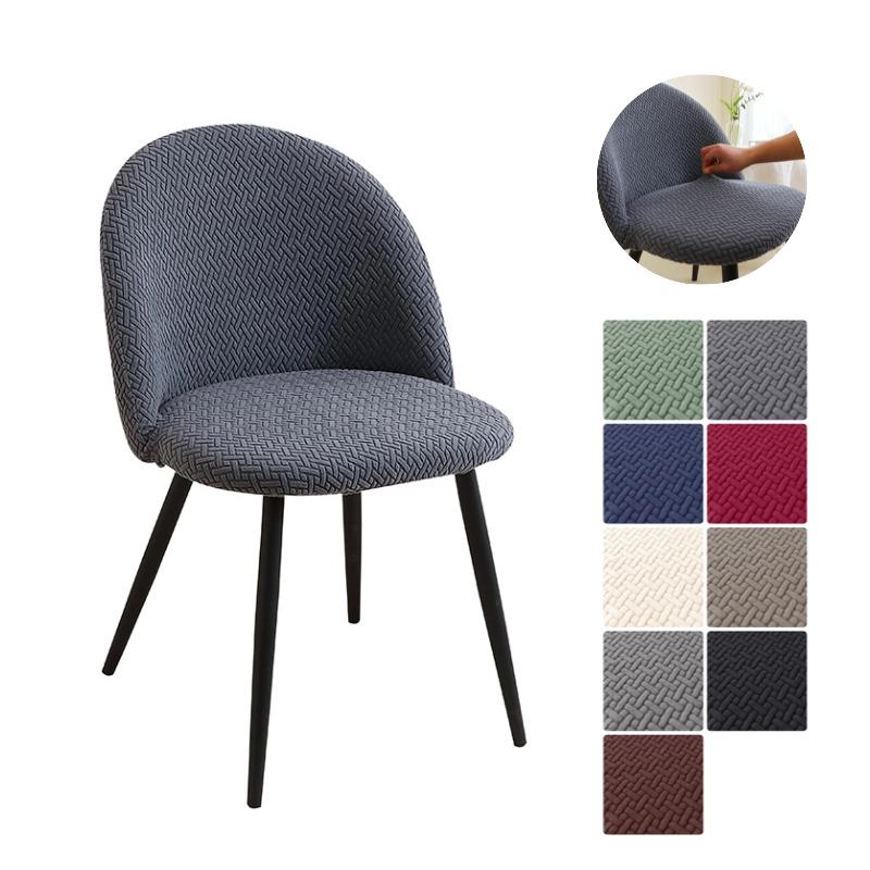 Jacquard Stuhlbezüge Einfarbige Esszimmer Schnabelbecher Stuhlbezug Niedrige Rückenlehne Gebogene Sitzfläche Überwurf Schmutzabweisend für Zuhause Bankett Hochzeit