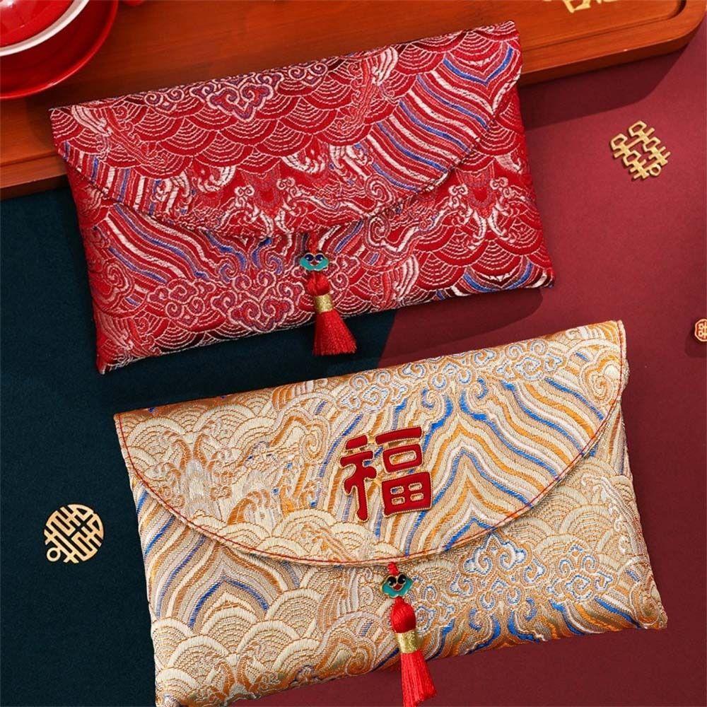 Traditional New Year Red Envelope Cloth Red Packet HongBao 2026 Lucky Money Bag  Wedding