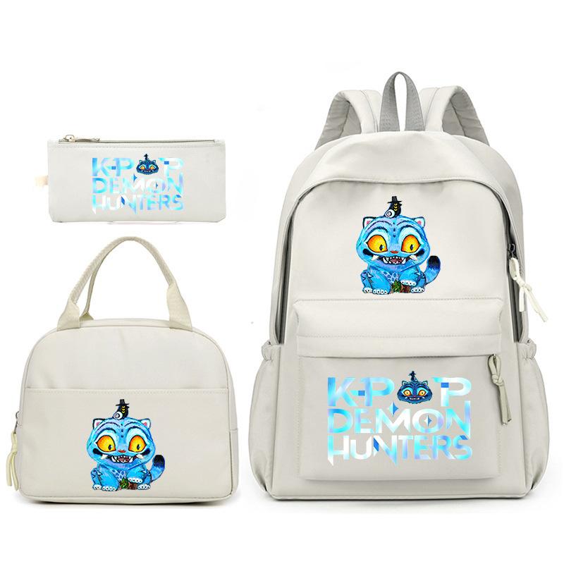 Kpop Korean Version Peripheral Printing Backpack Lunch Bag Casual Pencil Bag Primary And Secondary School Student Schoolbag Set