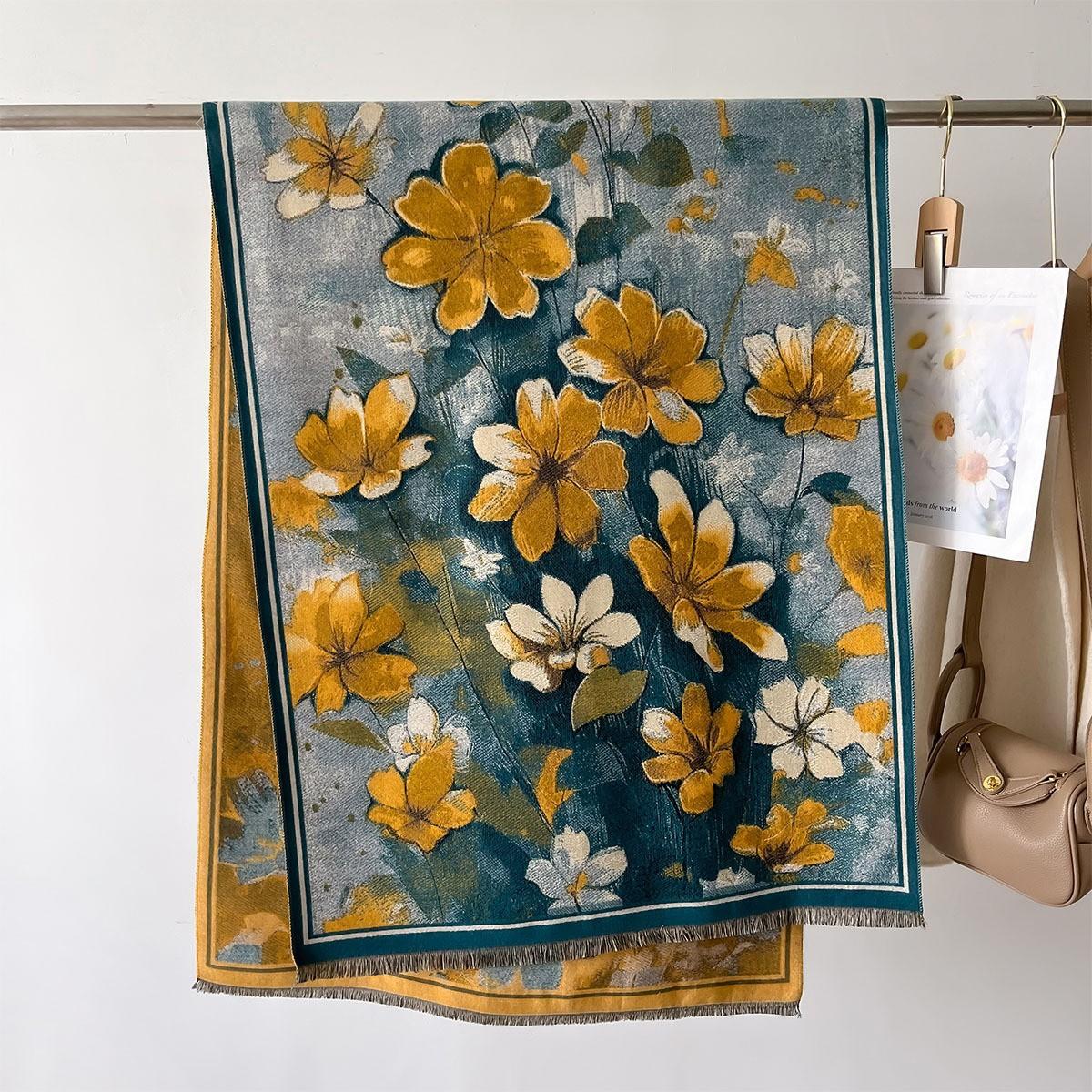 

Новый кашемировый искусственный шарф зимний женский принт кашемировая накидка зимняя утолщенная модная теплая универсальная шаль одеяло Echarpe 66X186CM