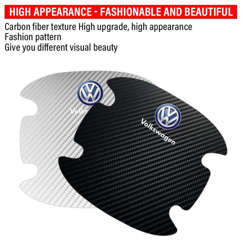 4PCS Car Door Handle Protection Sticker Emblem Car Decoration Styling For Volkswagen Golf-7 4 5 6 CC T-ROC Sharan Passat B5 6 7 Polos Tiguan