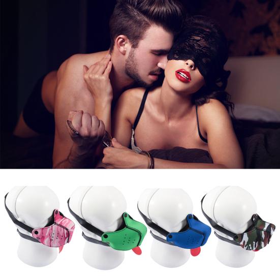BDSM Dog Head Mask Gag Sensory Nerve Stimulator Toy Fetish Roleplay Hood Breathable Adjustable Discreet Adult Costume for Parties