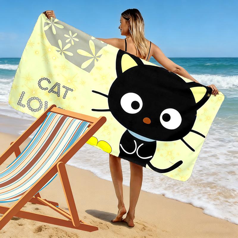 Chococat Print Beach Towel, Large Soft Quick Dry Towel for Beach Camping Swimming