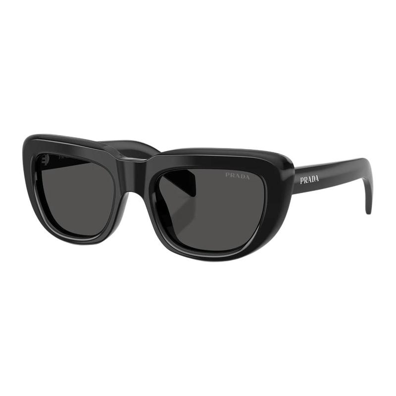Prada Solid Brand Logo Acetate Square Sunglasses Women's Black