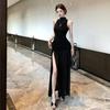 Feminine Socialite 2026 New Sleeveless Vest Hip Dress Pleated Waist Thin Slit Long Dress