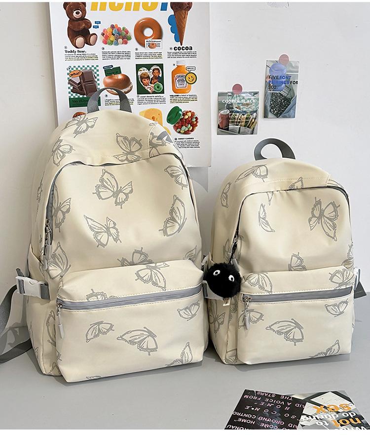 Schoolbag1011 New Student School Bag Female Junior High School Student Large Capacity Reflective Printed Bear Backpack College Student Bag