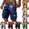 Men's Casual Multi Pocket Cargo Shorts with Letter and Flag Print Functional Design Durable Fabric Suitable for Outdoor and Everyday Wear