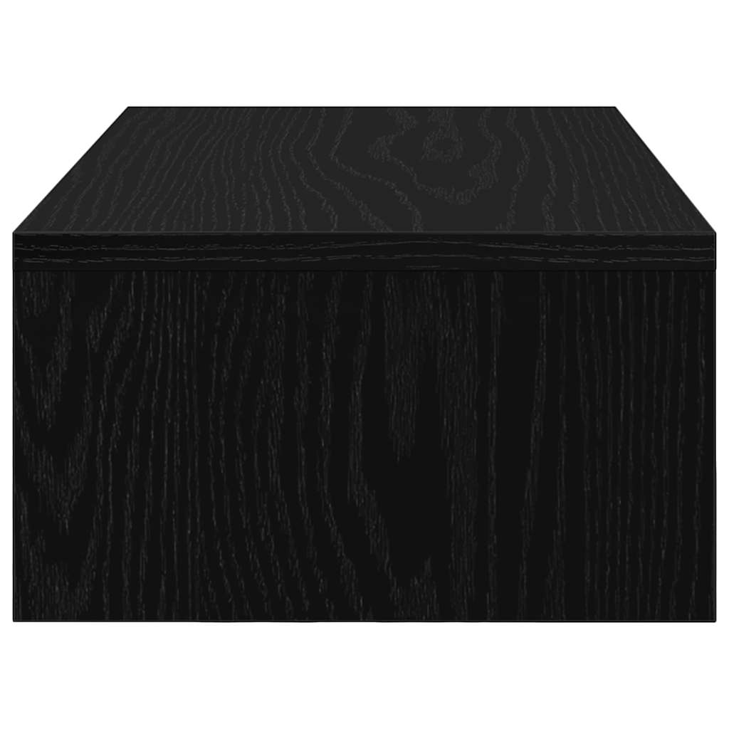 Dual Monitor Stand with Drawers Black Oak Effect 50 X 27 X 15 Cm