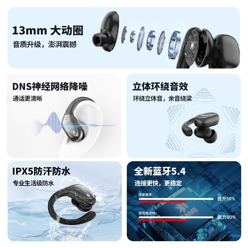 New Intelligent Digital Noise Reduction, Universal Sports Ear-hanging Wireless Headset for Men's and Women's Fitness, High-end Bluetooth Headset