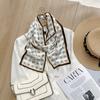 Ins Style Minimalist Double-Sided Striped Simulated Silk Long Scarf Satin Double Layered Scarf French Elegant Retro Headband
