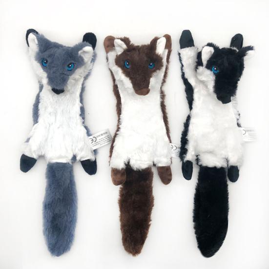 Pet Chew Toy with Built-in Sound Generator Anxiety Relief Wolf Shape Plush