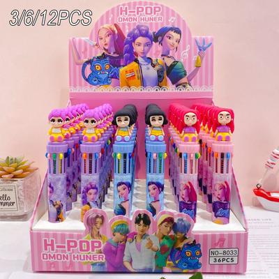 1/3/12 STÜCKE 10 Farben Kpop Demon Hunters Kugelschreiber Rumi Zoey Stift für Studenten Klassenzimmer Schulsachen Partygeschenke Geschenke^%
