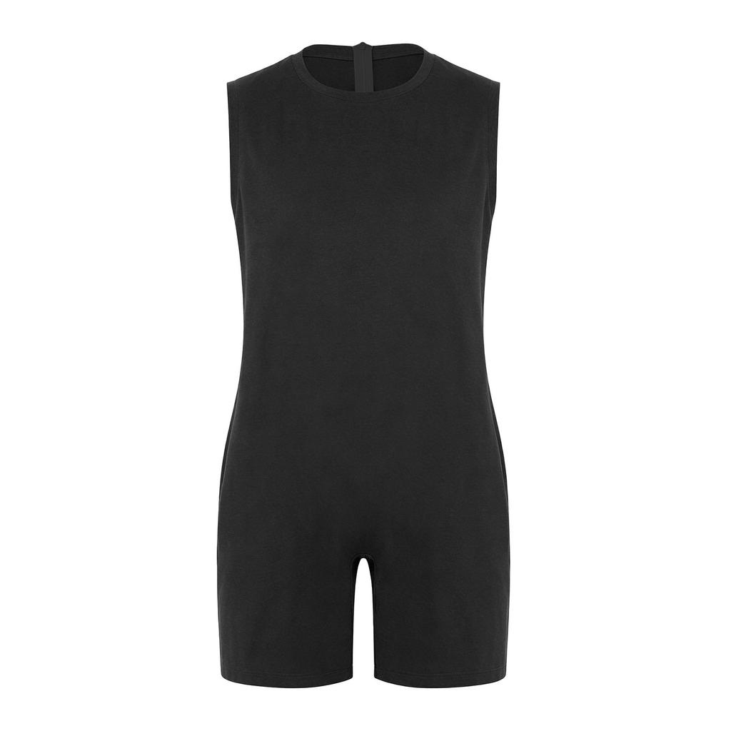 Mens Adaptive Nursing Jumpsuit Rompers Sleeveless Back Zipper Round Neck Short Bottoms Bodysuit