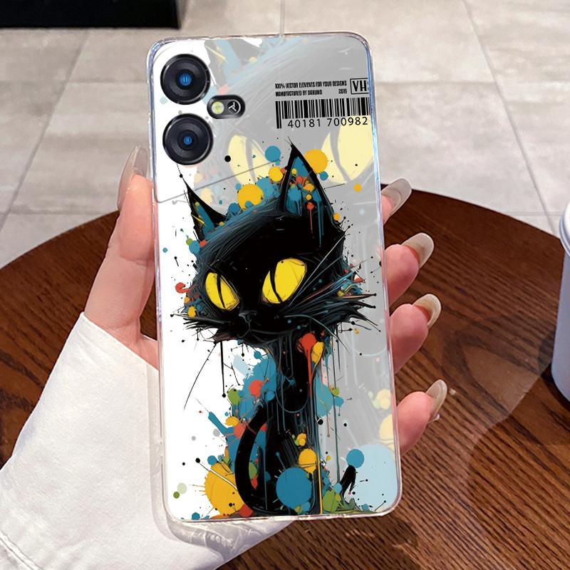 Casing For Tecno Pova Neo 3 Case LH6n Silicone Aesthetic Fashion Cute Cat Back Cover Techno Pova Neo 3 Transparent Phone Case