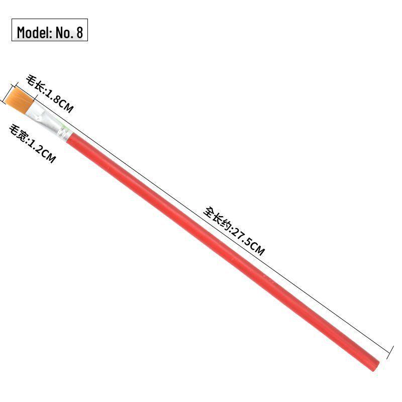 Red Handle Nylon Flat Brush Set for Oil, Acrylic, Watercolor & Gouache