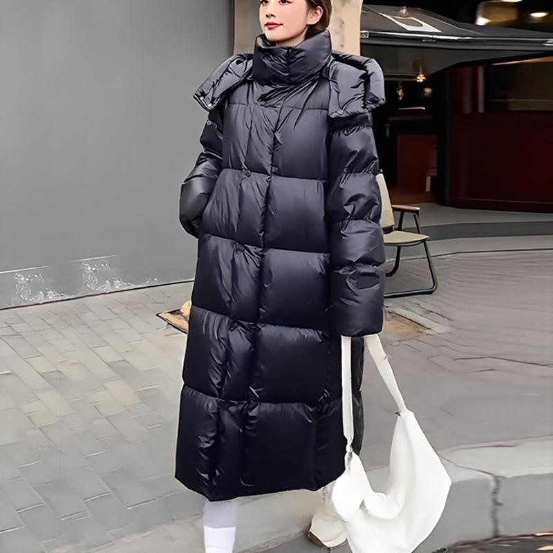 

NASA Women s Mid-Length Down Jacket - Trendy & Warm White Duck Down with Fleece, Autumn/Winter Fashion. XXL чорний