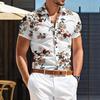 Men S Summer Slim Fit Floral Print Short Sleeve Casual Shirt