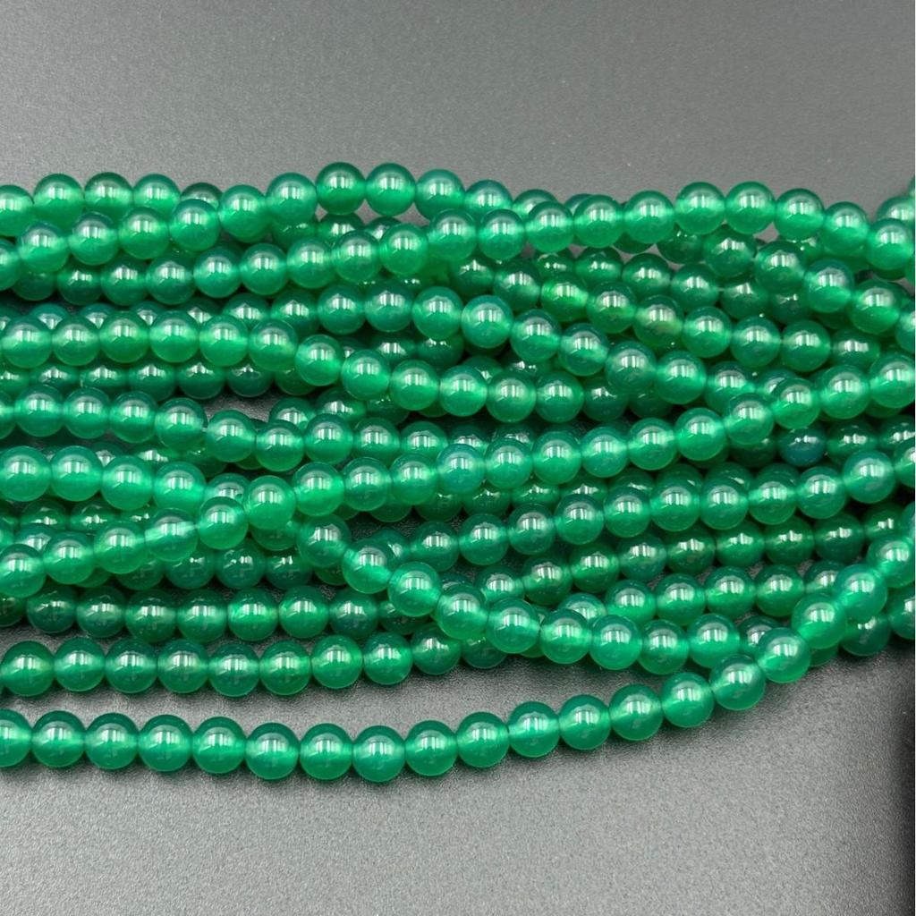 Imperial Green Chalcedony Agate Round Beads for DIY Jewelry & Accessories, Baroque Style
