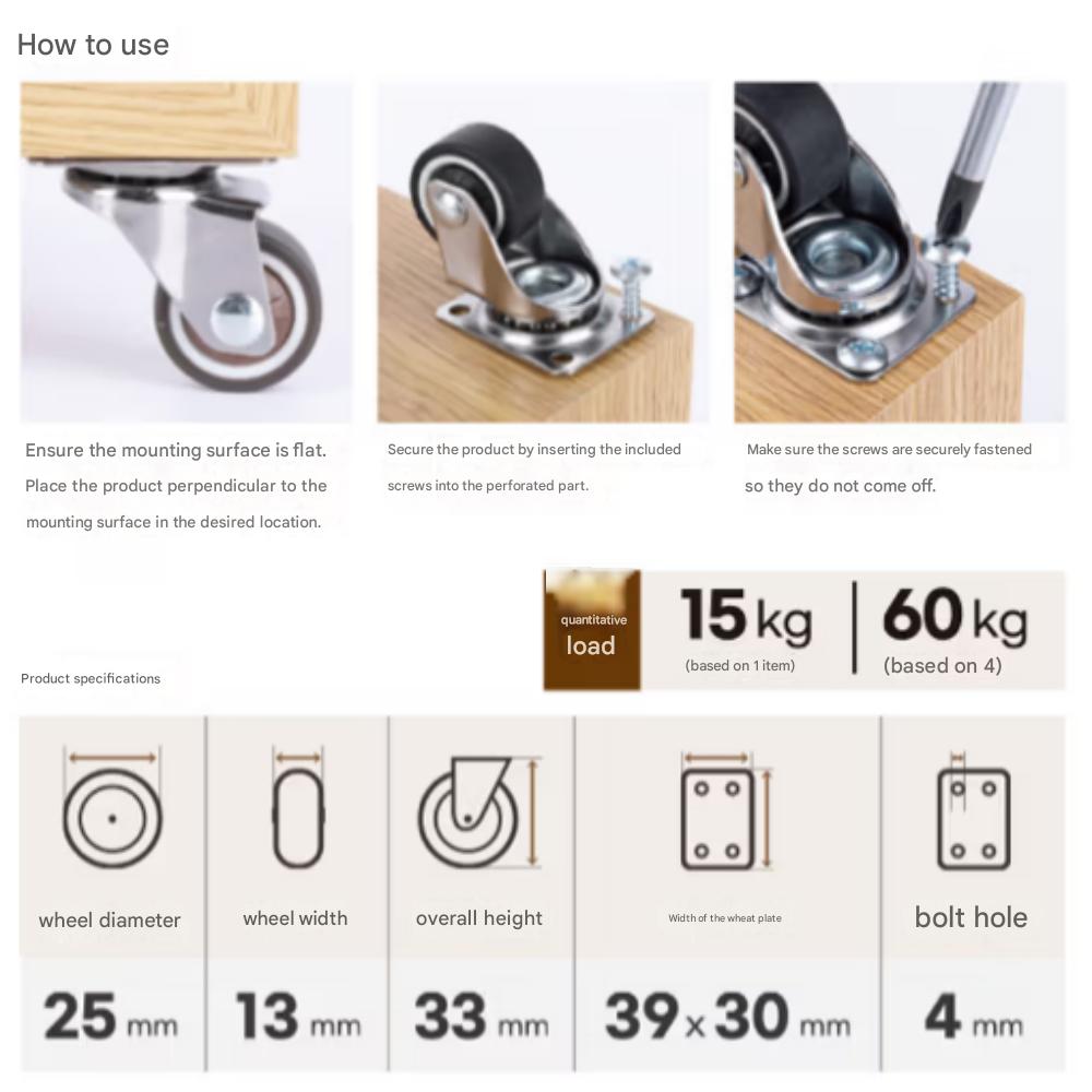 TPR Caster wheels (Rotate type, 2 pcs)