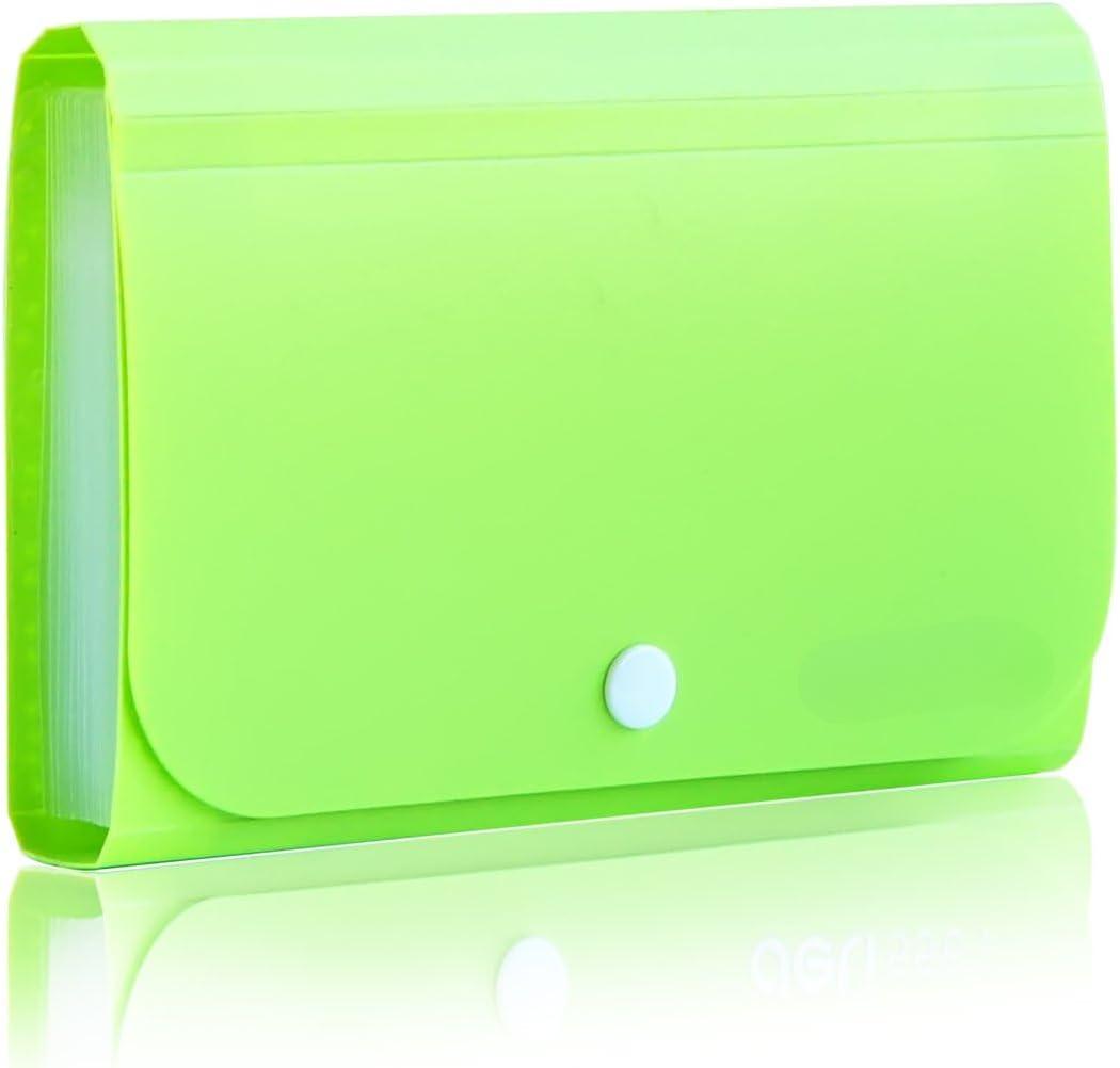 

Мини-органайзер в виде разделенной папки-аккордеона, кошелек из полипропилена для карт, купонов, квитанций, налоговых документов или мелочи, 7x4,5 дюйма, 12 карманов, зелёный