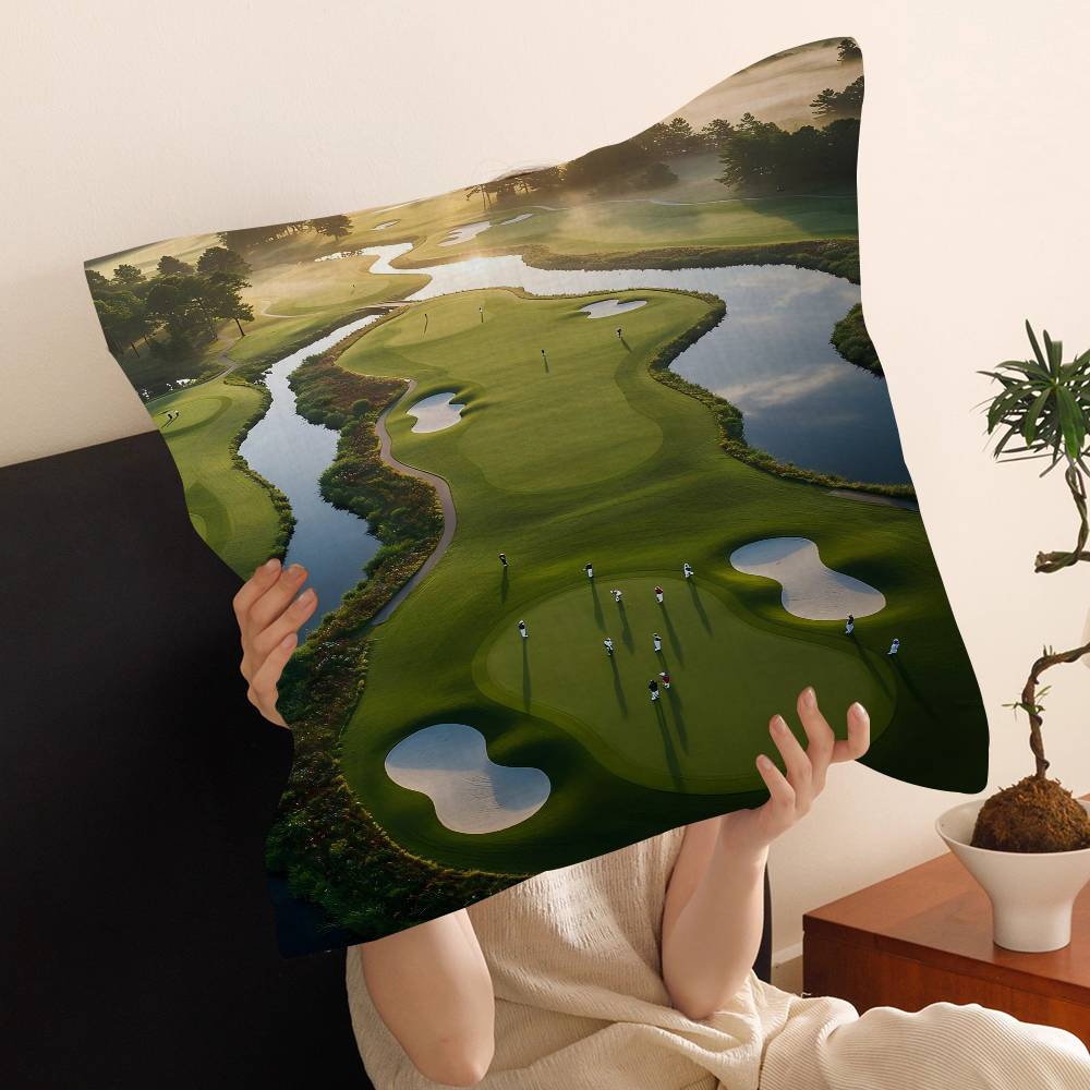 

Vintage Green Tiny Golfers Art Pillow Cover Sofa Cushion Cover Home Room Decoration Children Gift 30x30 cm