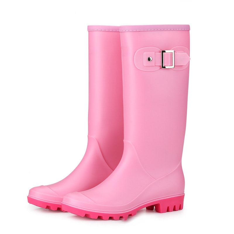 Waterproof Rain Boots Women Adult High Tube Buckle Long Tube Water Shoes Autumn