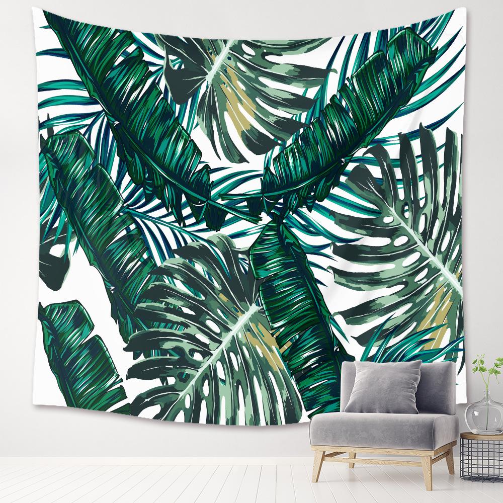 

Гобелен с зелеными тропическими растениями, настенный гобелен, украшение комнаты в богемном стиле, передний лист автомобиля, домашнее украшение для спальни, гобелен 100x75cm