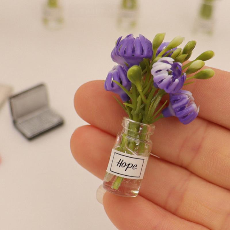 6Pcs Simulation Miniature Computer Low Table Coffee Vase Ornament Dollhouse Accessories Leisure Scene Props