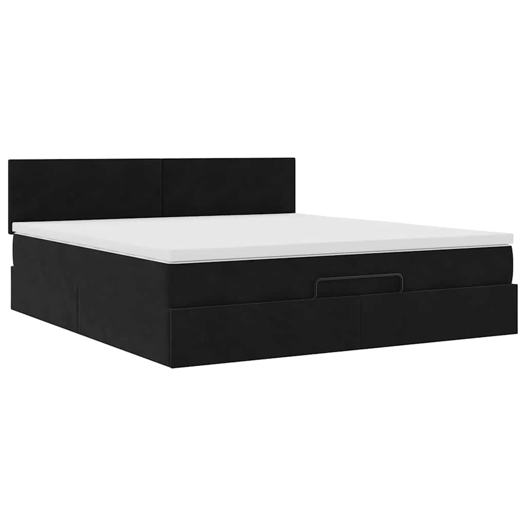 Ottoman Bed with Mattress & LEDs Black 180x200 cm Velvet