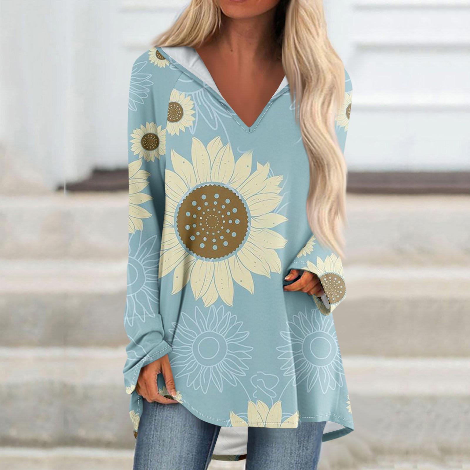 

Женские свободные топы с V-образным вырезом и капюшоном с длинными рукавами, повседневные топы, домашние пижамы для отдыха, топы XL