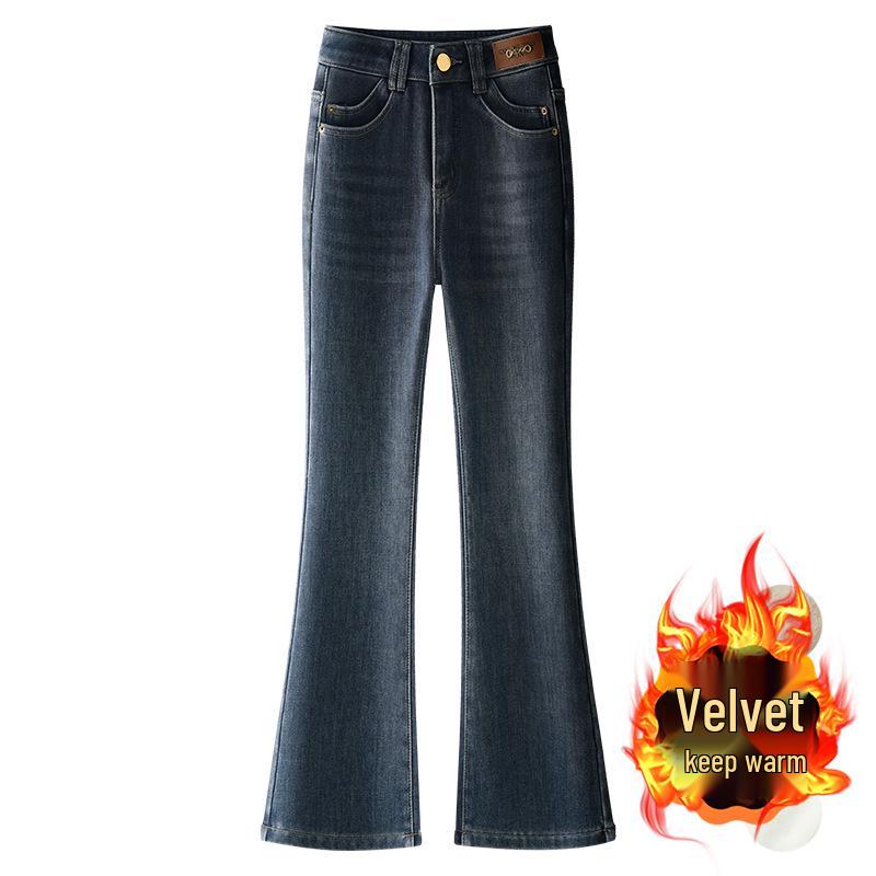 

Women s 2024 Retro High Waist Velvet Flare Jeans - Slim Fit Winter Pants XL