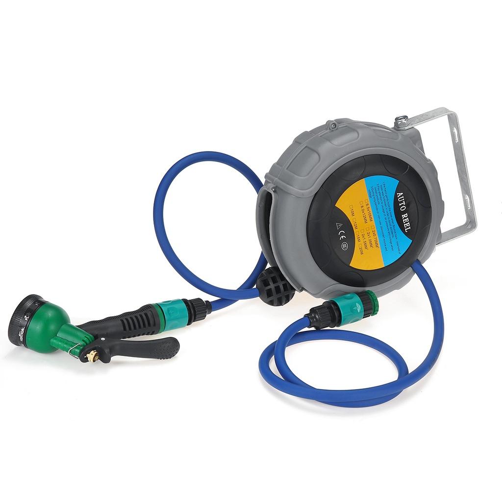 Flexible Hose Reel Automatic Reel Retractable Pipe TPU Clamping Tube Irrigation Sprayer Garden Hose Water Spray Garage Tool Car Cleaning Gray 8x12x6M