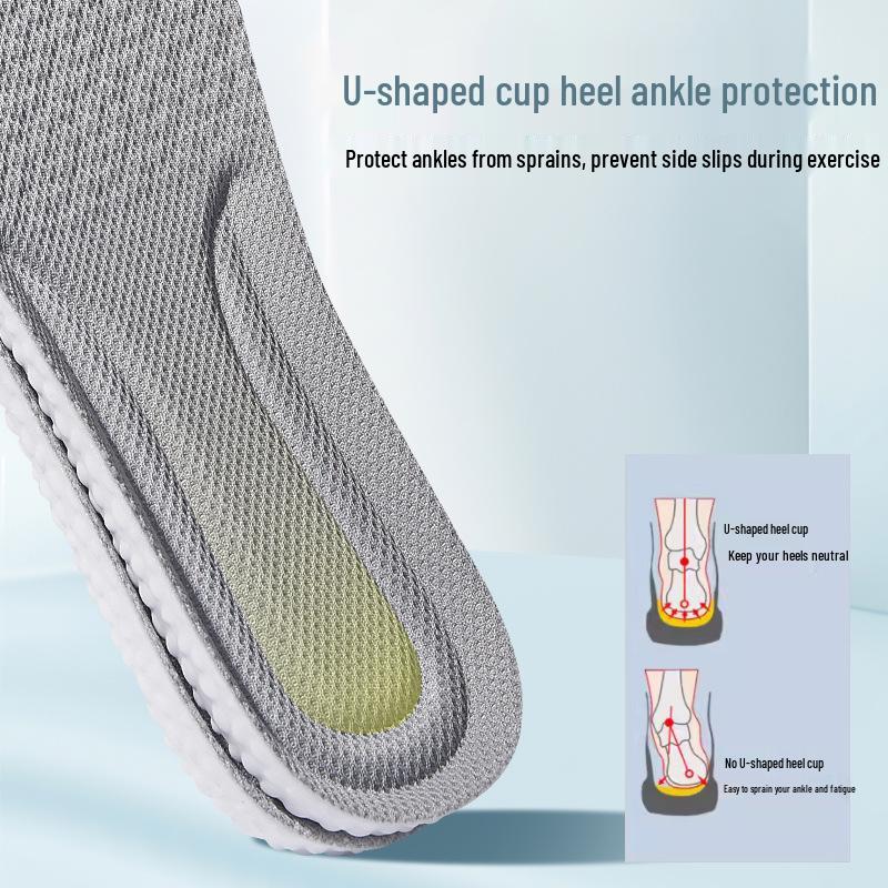 Super Soft High-Elastic Insoles: No Fatigue, Shock Absorbing, Breathable, Sweat-Wicking, Deodorizing for Long-Lasting Comfort.