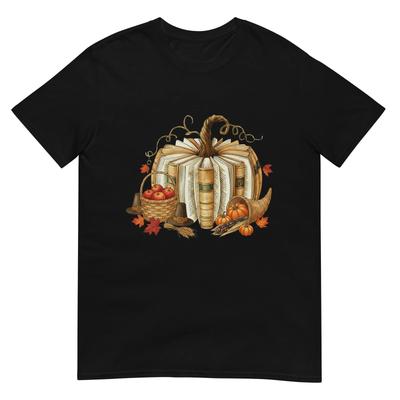 Book Pumpkin Fall Reading Thanksgiving Teacher Librarian T-Shirt