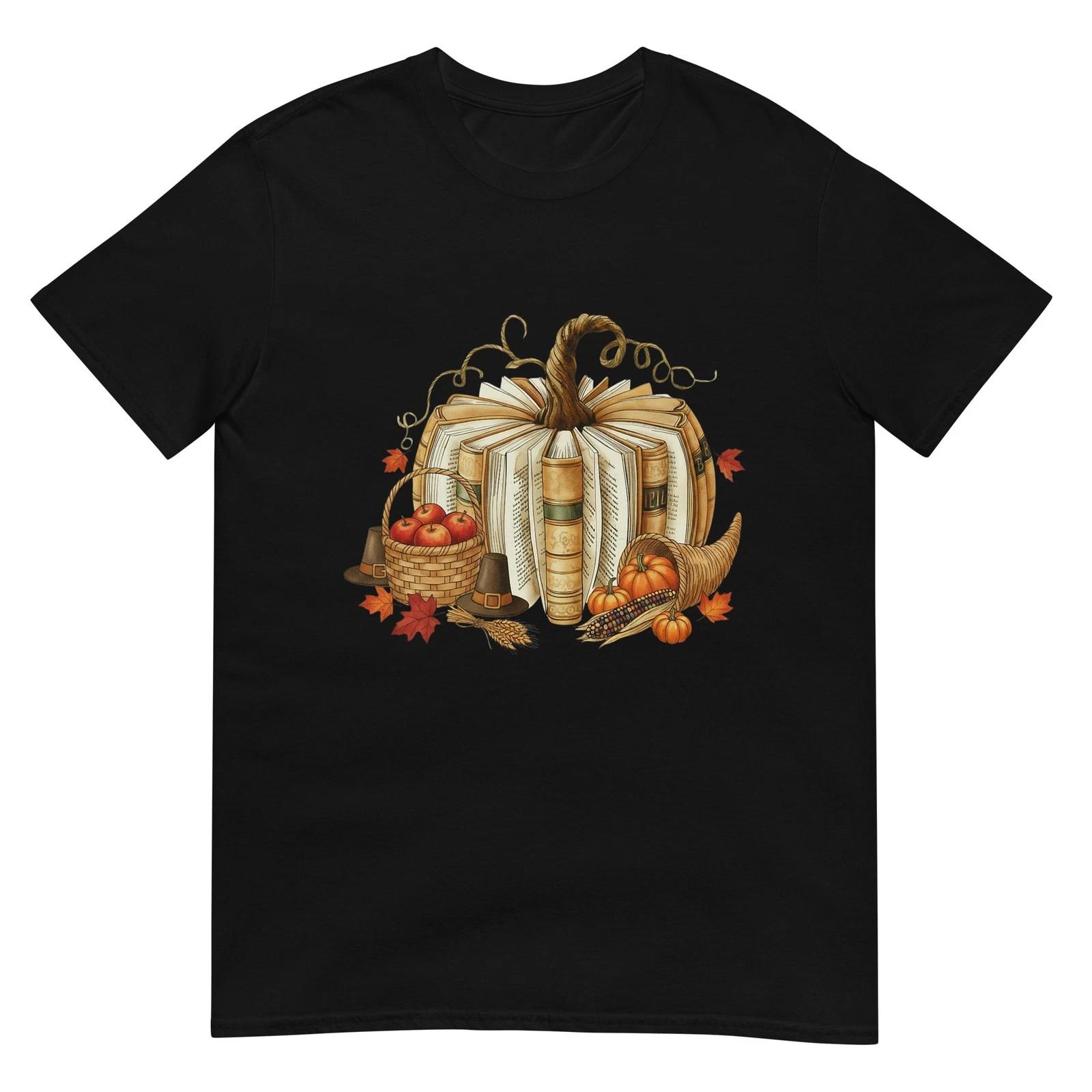 Book Pumpkin Fall Reading Thanksgiving Teacher Librarian T-Shirt 4XL