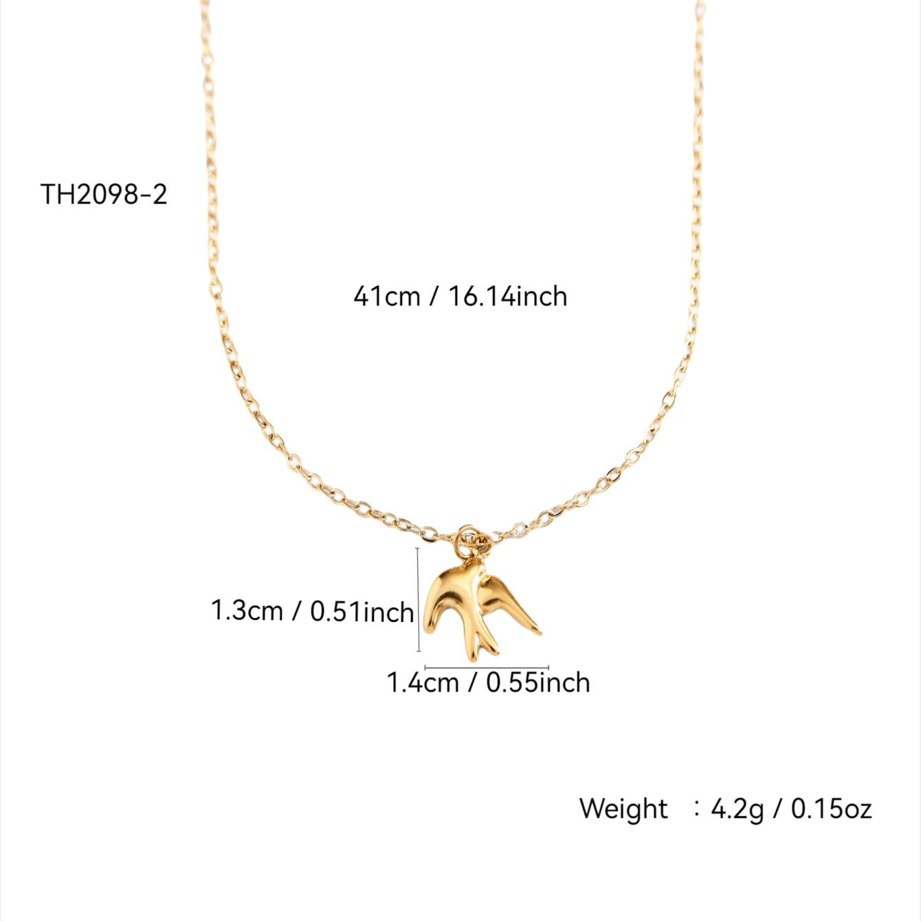 

Seaside Beach Wind Fashion Simple Charm Elegant Personality Stainless Steel 18K Gold Plated Seagull Pendant Zircon Set Female