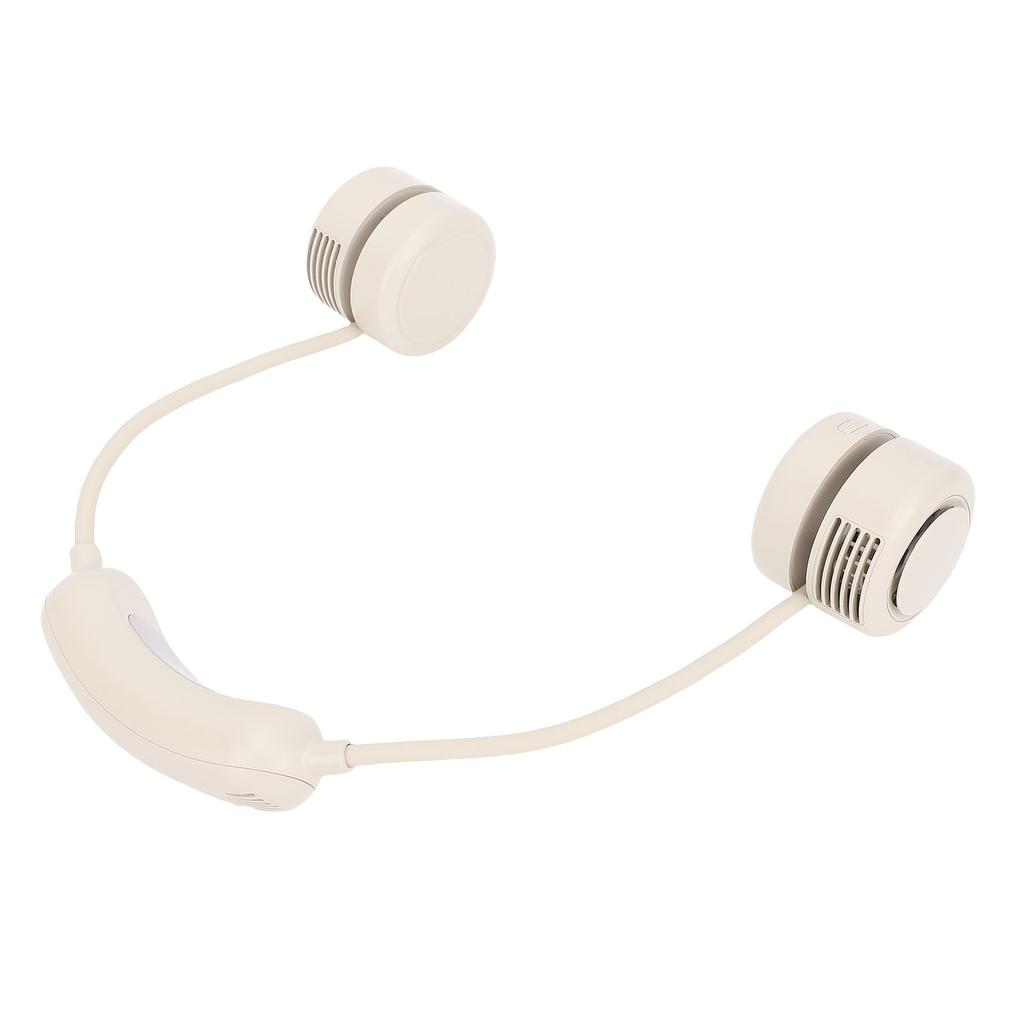 Neck Hanging Fan 3 Gears Adjustable Ergonomic Design Quiet Foldable Wearable Neck Fan for Beach Cycling Beige