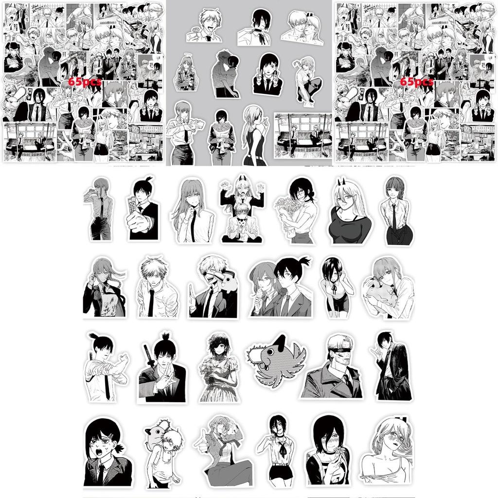 65-teiliges Sticker-Set mit Chainsaw Man und Denji, ideal zum Dekorieren von Laptops, Trinkbechern und mehr!