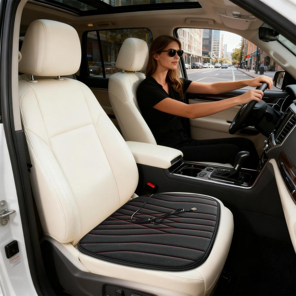 Car Heated Seat Cover Automotive Chair Warming Device With Non-Slip Bottom Fast Heating Pad Seat Warmer For Suv Rv Truck Vehicle