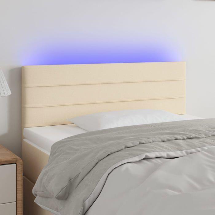 VidaXL Tête de Lit à LED Meuble de Chambre à Coucher Accessoire de Lit Simple Tête de Cadre de Lit Intérieur Crème 3121739