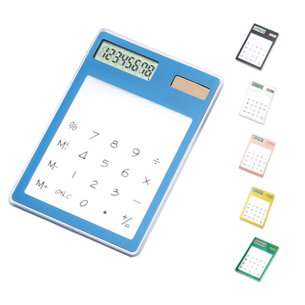 Solar Powered Calculator Touch Screen 8 Digit LCD Display Portable Transparent Calculator for Office