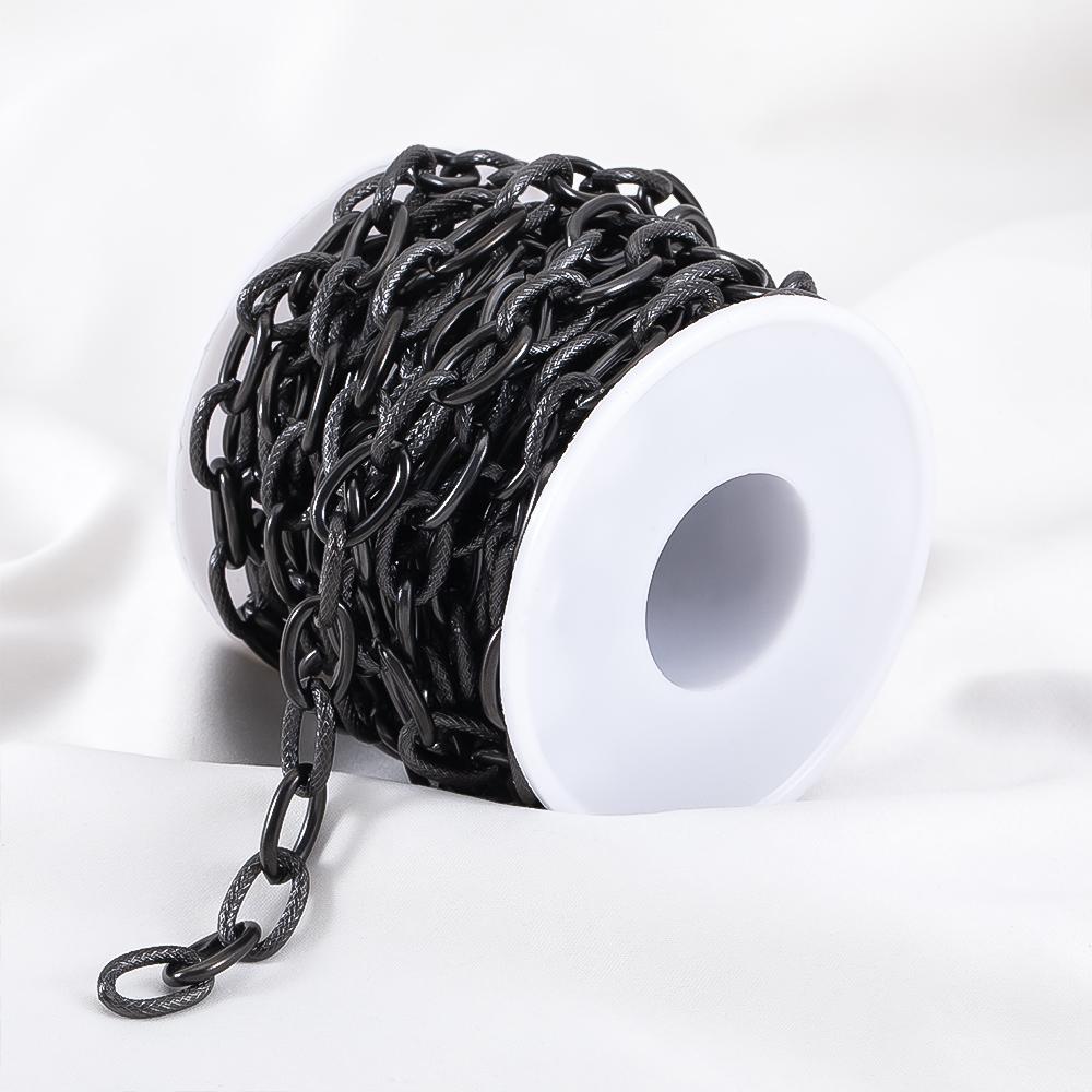 1M Schwarzes Edelstahl Mattiertes Kreuz Oval Gliederketten Schwer Klobig Hip Hop Punk Kette DIY Herren Schmuckherstellung Material Halskette